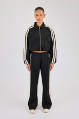 Taping Collared Bomber Jacket & Wide Leg Track Pant - Black