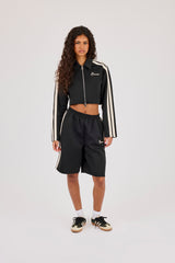 Taping Cropped Harrington Jacket & Jort - Black