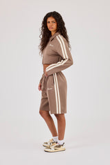 Taping Cropped Harrington Jacket & Jort - Taupe