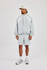 Check Panelled Hooded Windbreaker & Relaxed Short - Green