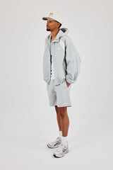 Check Panelled Hooded Windbreaker & Relaxed Short - Green