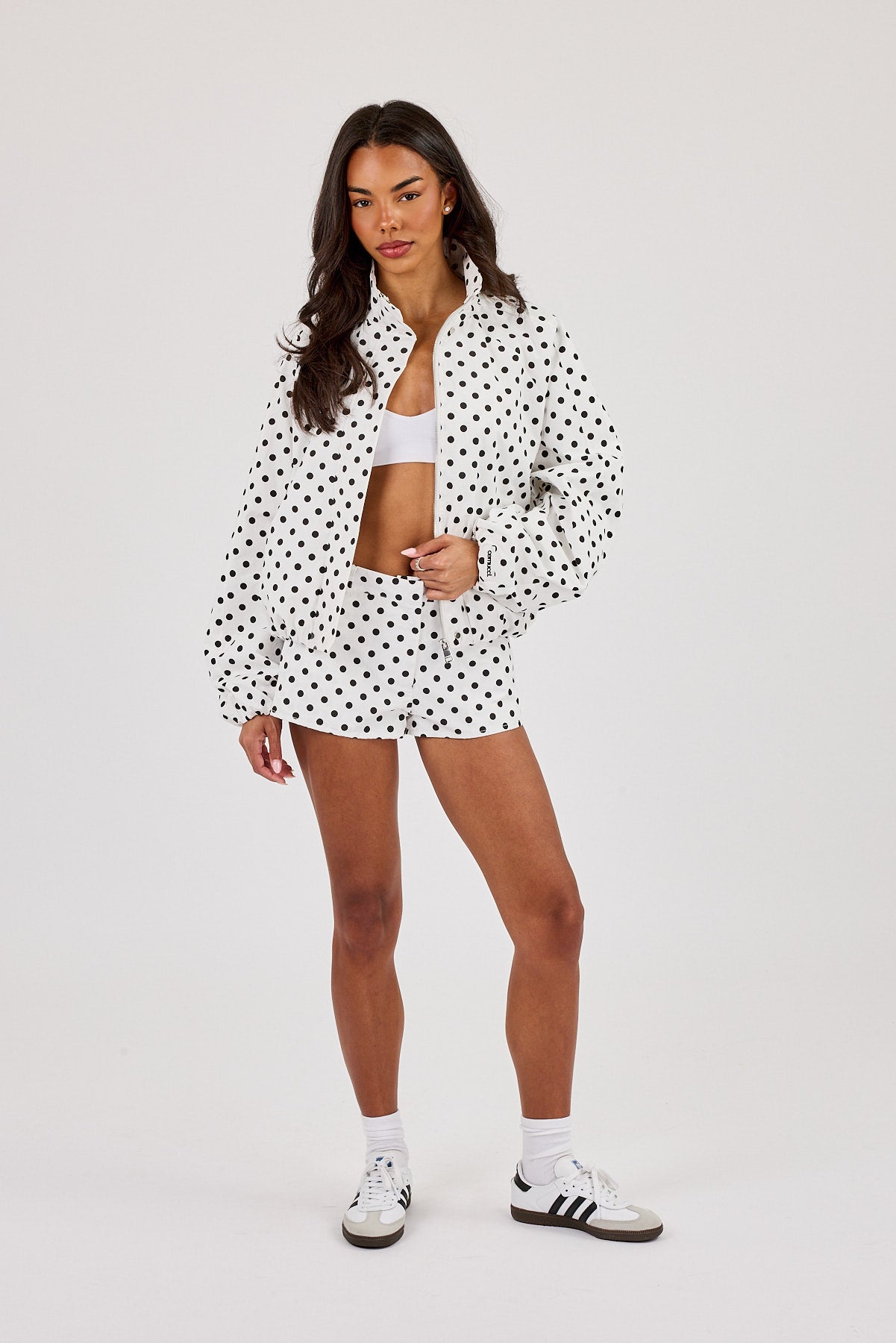 Polka Dot Jacket & Mini Short - White
