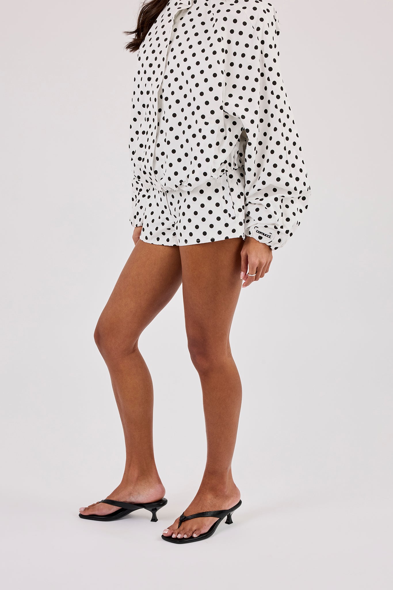Polka Dot Mini Short - White