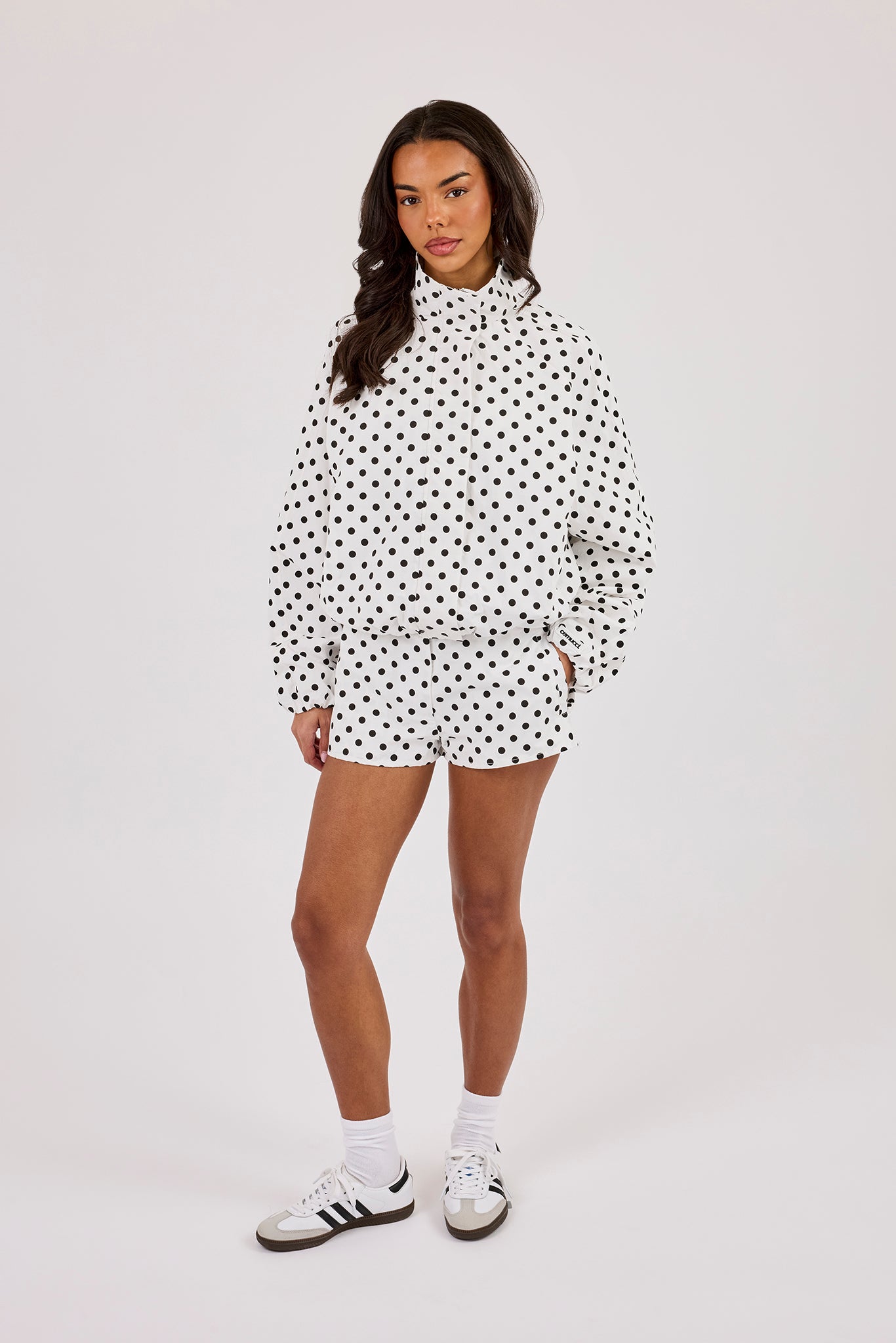 Polka Dot Jacket & Mini Short - White