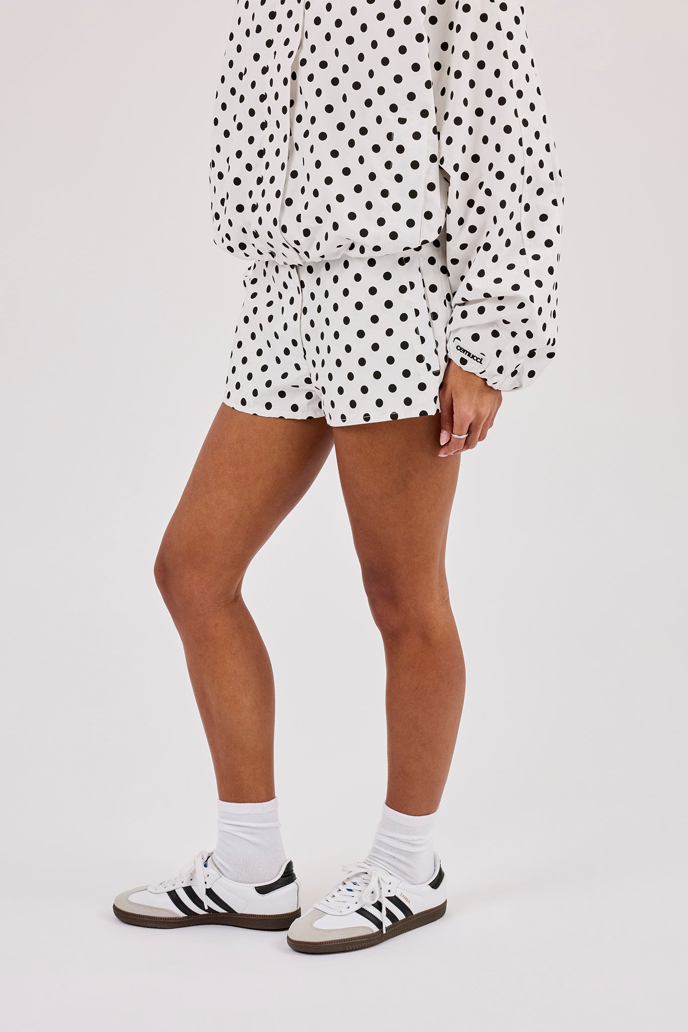Polka Dot Mini Short - White
