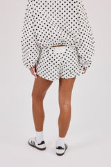 Polka Dot Mini Short - White