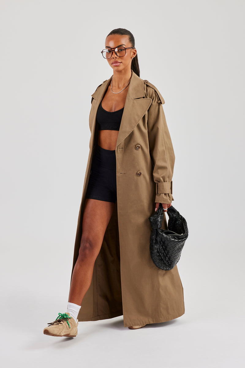 Oversized Maxi Trench Coat - Beige