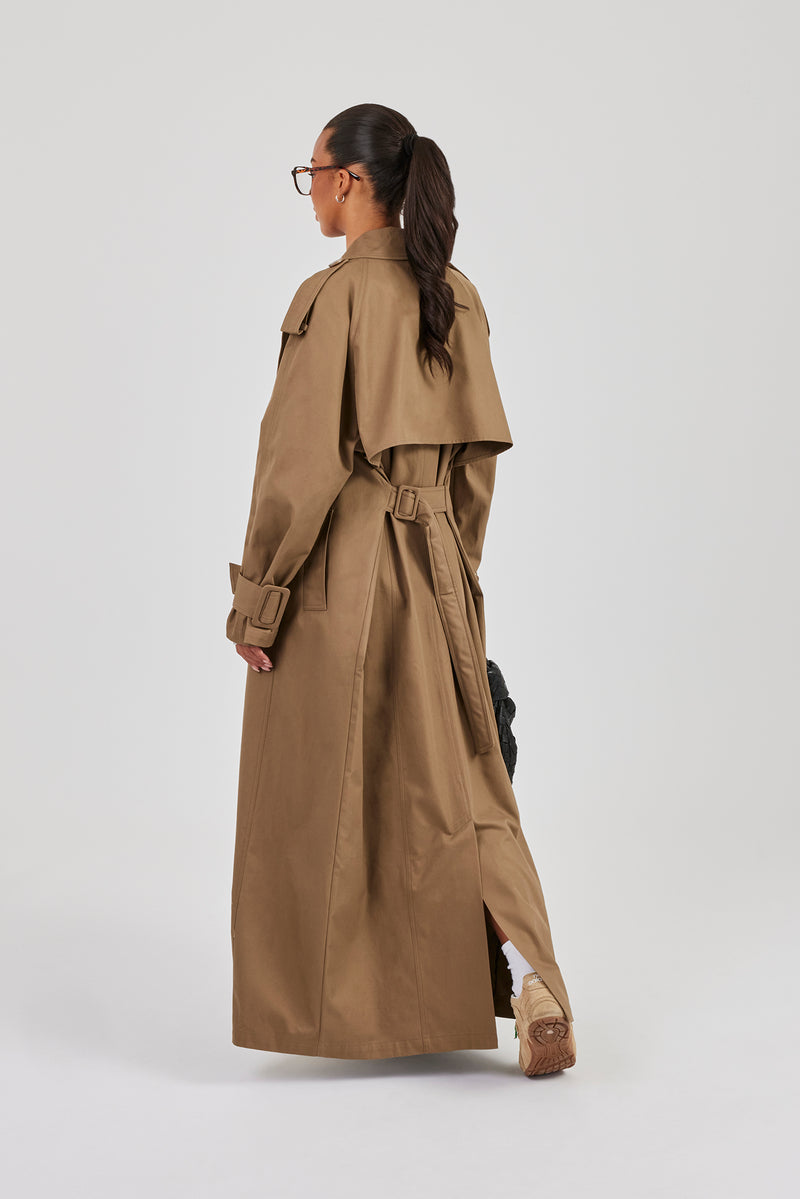Oversized Maxi Trench Coat Beige Womens Outerwear Shop