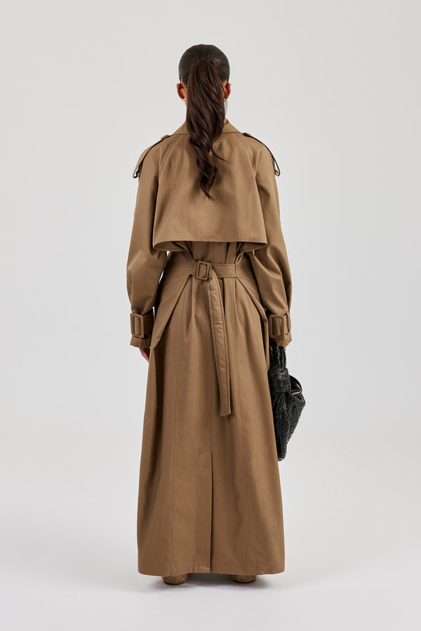 Oversized Maxi Trench Coat - Beige