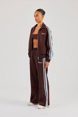 Suede Jogger With Side Stripes - Coffee
