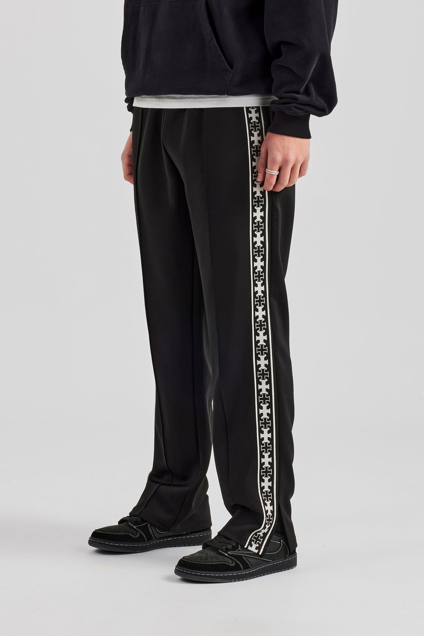 Taping Split Hem Track Pant - Black