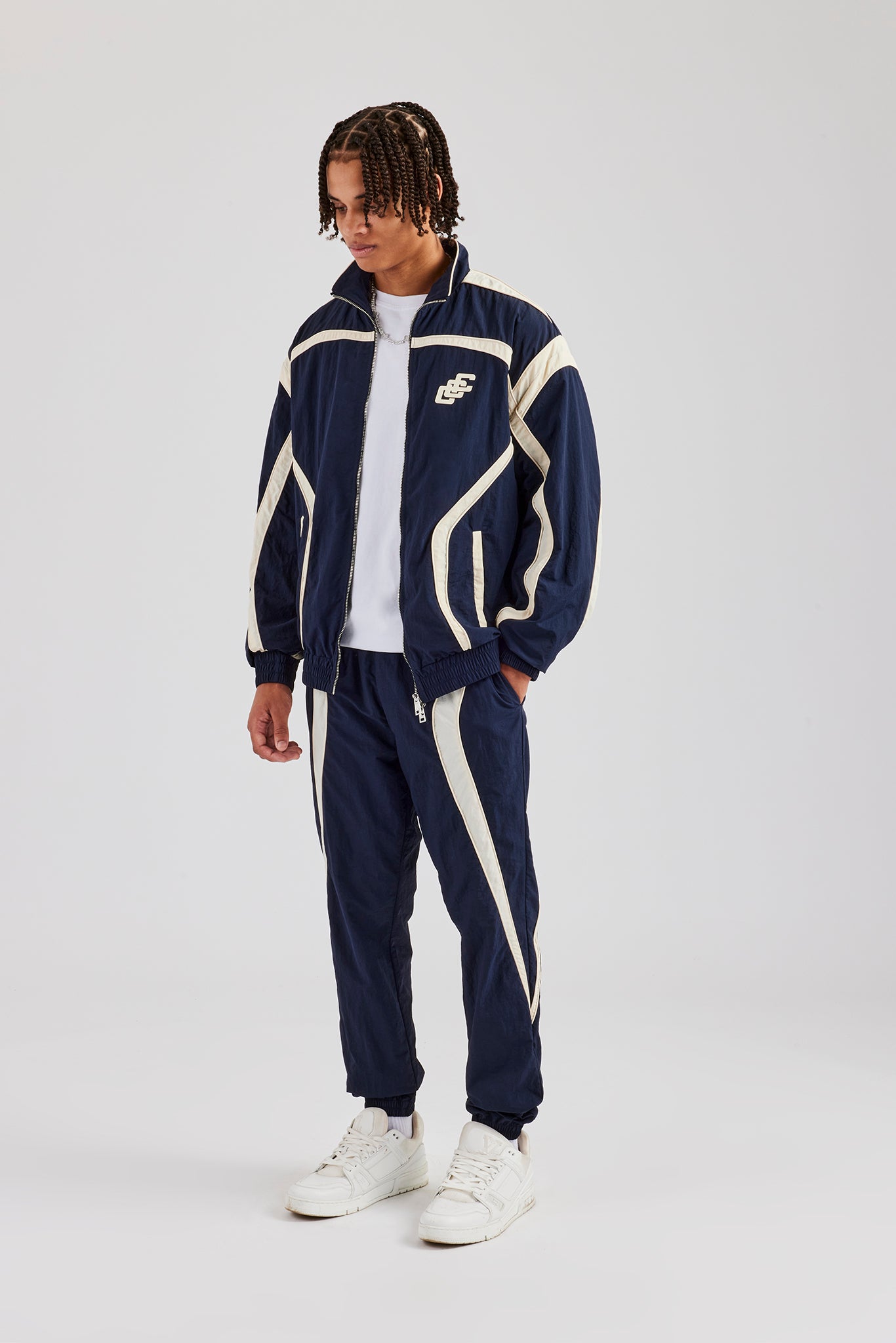 CCC Nylon Zip Through Tracksuit - Navy Blue | Mens Sets | Shop