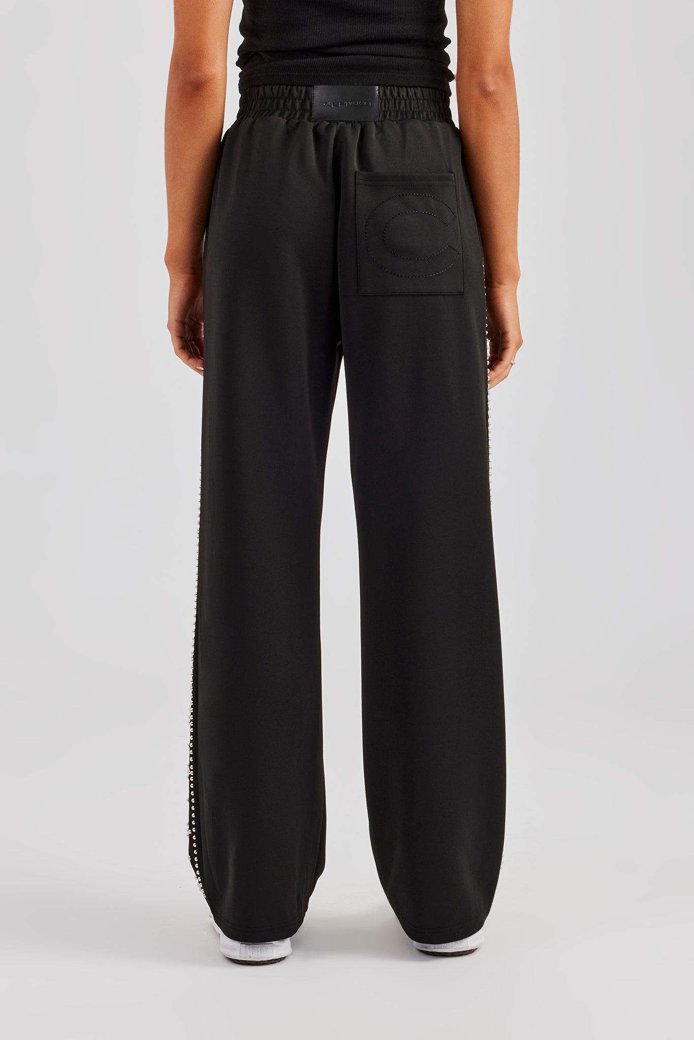 Stud Wide Leg Jogger - Black