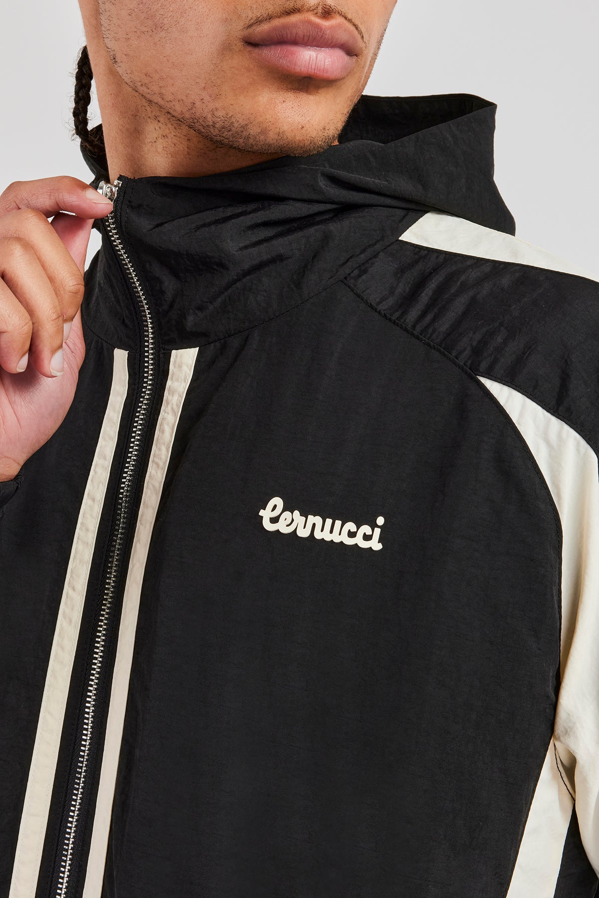 Cernucci Contrast Panel Nylon Tracksuit - Black | Mens Sets | Shop 