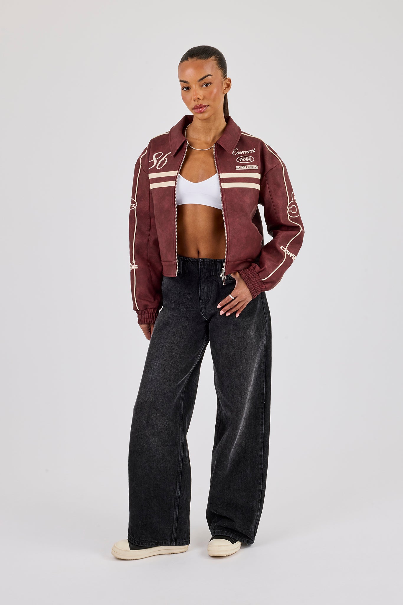 PU 86 Moto Harrington Jacket - Burgundy | Womens Outerwear | Shop