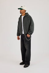 Check Jersey Lined Hooded Jacket - Green