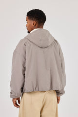 Check Jersey Lined Hooded Jacket - Grey