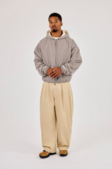 Check Jersey Lined Hooded Jacket - Grey