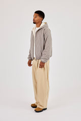 Check Jersey Lined Hooded Jacket - Grey