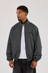 Check Funnel Neck Windbreaker - Black