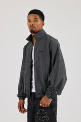 Windbreaker mit Funnel Neck und Karomuster – Schwarz