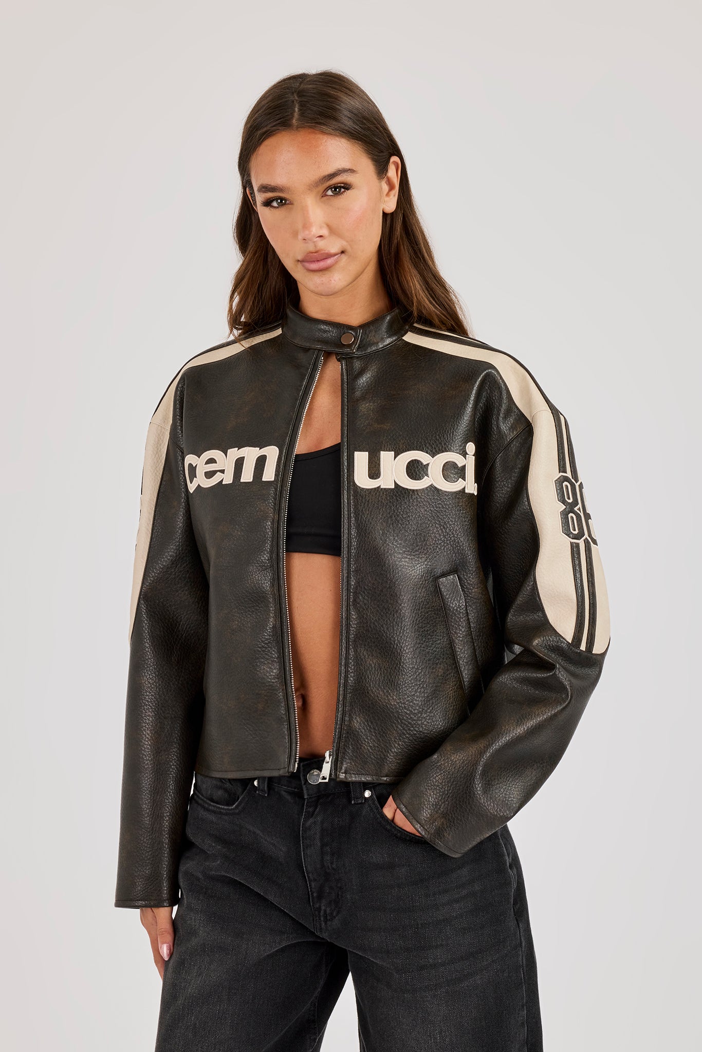PU Cernucci Moto Jacket - Brown