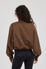 Nylon Funnel Neck Jacket - Chocolate