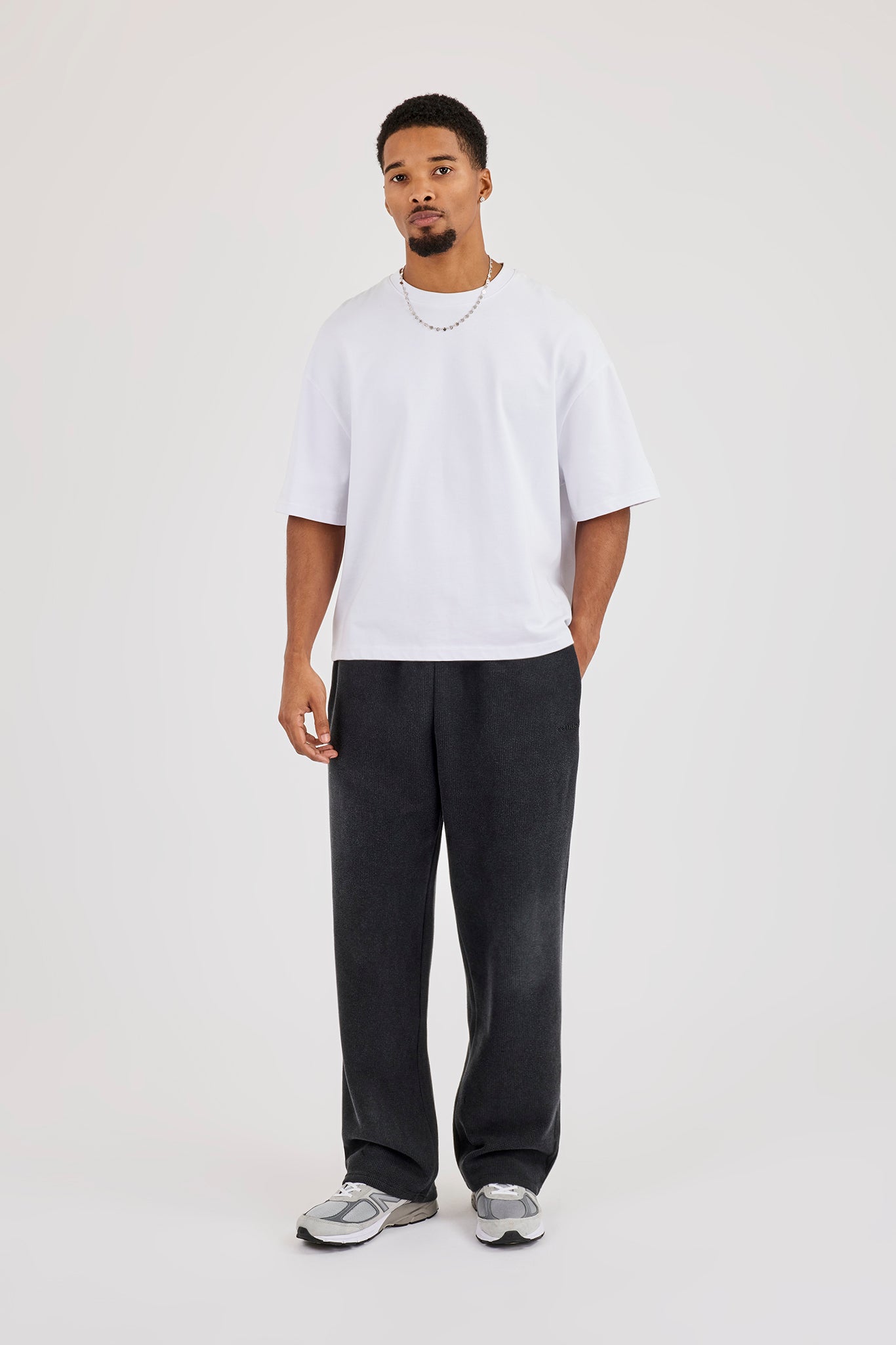 Acid Wash Waffle Relaxed Jogger - Washed Black