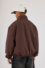 Nylon Logo Embroidered Track Jacket - Brown