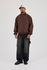 Nylon Logo Embroidered Track Jacket - Brown