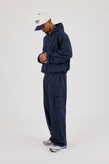 Textured Nylon Hooded Utility Jacket & Cargo Trouser - Navy