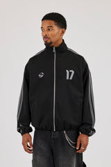 Woven Track Top With Side Tape - Black