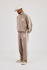 Woven Track Top With Side Tape & Relaxed Trouser - Taupe