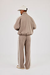 Woven Track Top With Side Tape & Relaxed Trouser - Taupe