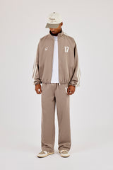 Woven Track Top With Side Tape & Relaxed Trouser - Taupe