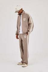 Woven Track Top With Side Tape & Relaxed Trouser - Taupe