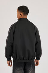 Funnel Neck Tape Detail Track Jacket - Black