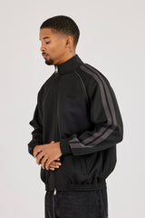 Funnel Neck Tape Detail Track Jacket - Black