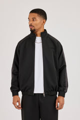 Funnel Neck Tape Detail Track Jacket - Black