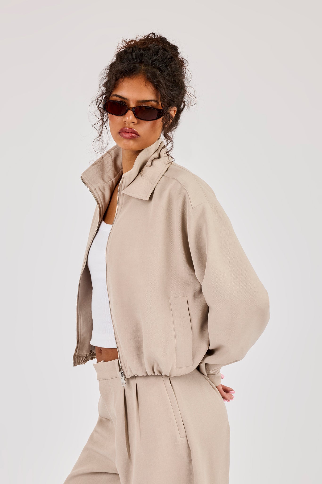 Woven Embroidered Jacket - Beige