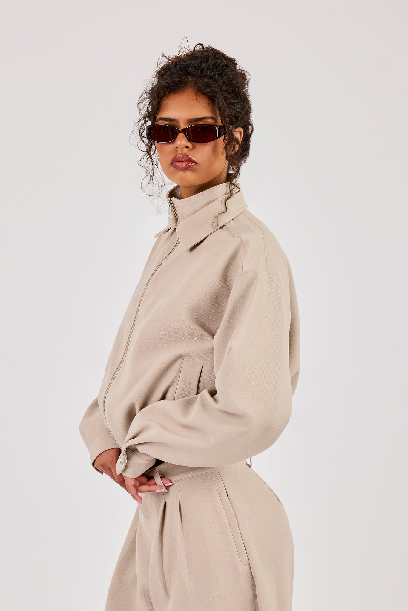 Woven Embroidered Jacket - Beige