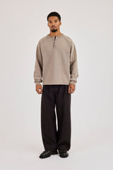 Washed Henley Sweater - Washed Taupe