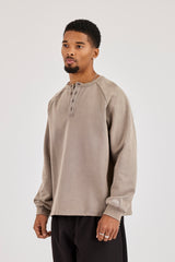 Washed Henley Sweater - Washed Taupe