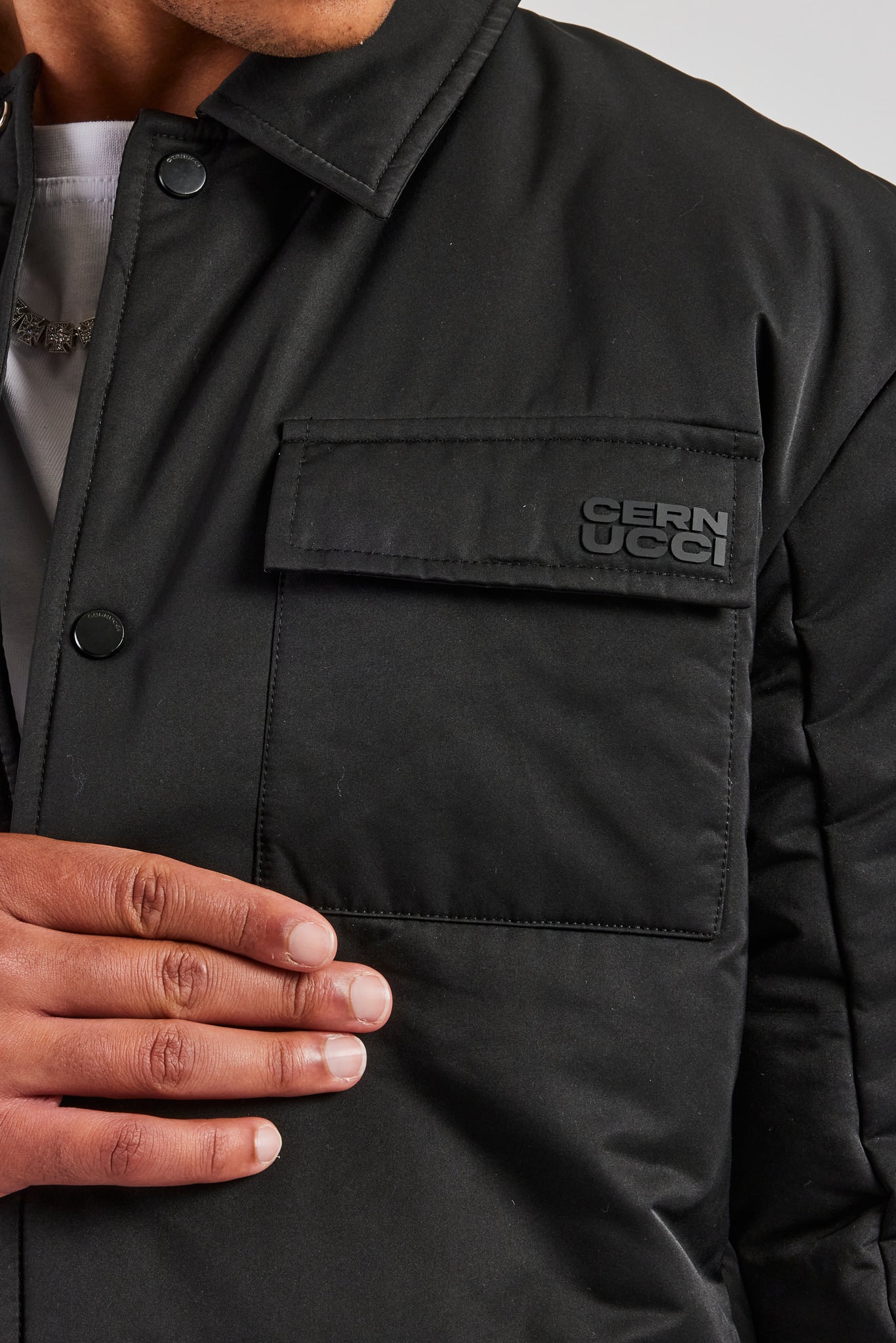 Gefütterte Harrington-Jacke aus Nylon - Schwarz 