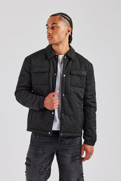 Nylon Padded Harrington Jacket - Black | Mens Outerwear | Shop