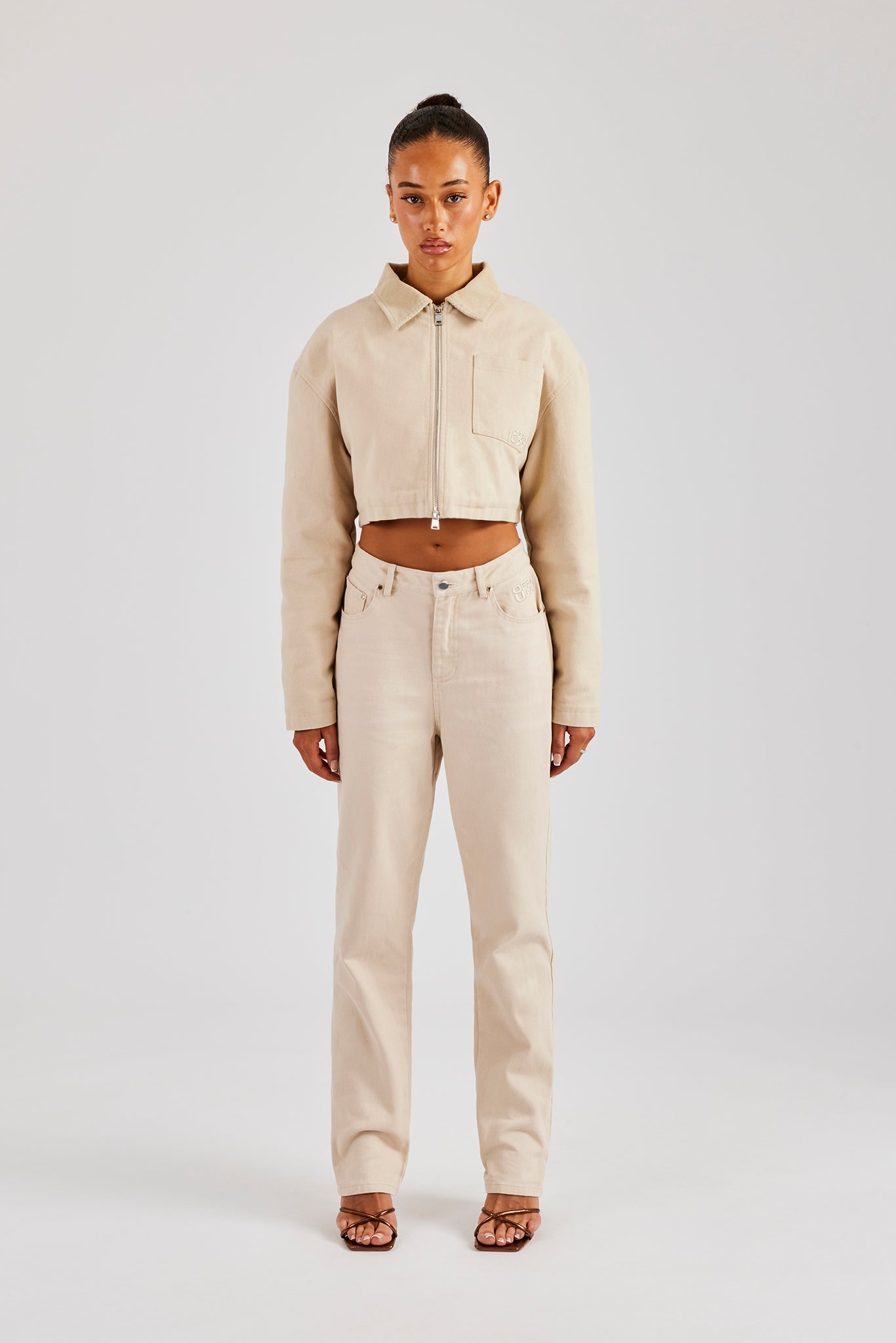 Jacke und Hose aus Twillcord – Stein