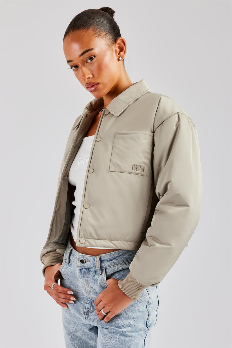 Nylon Pocket Padded Harrington Jacket - Sage