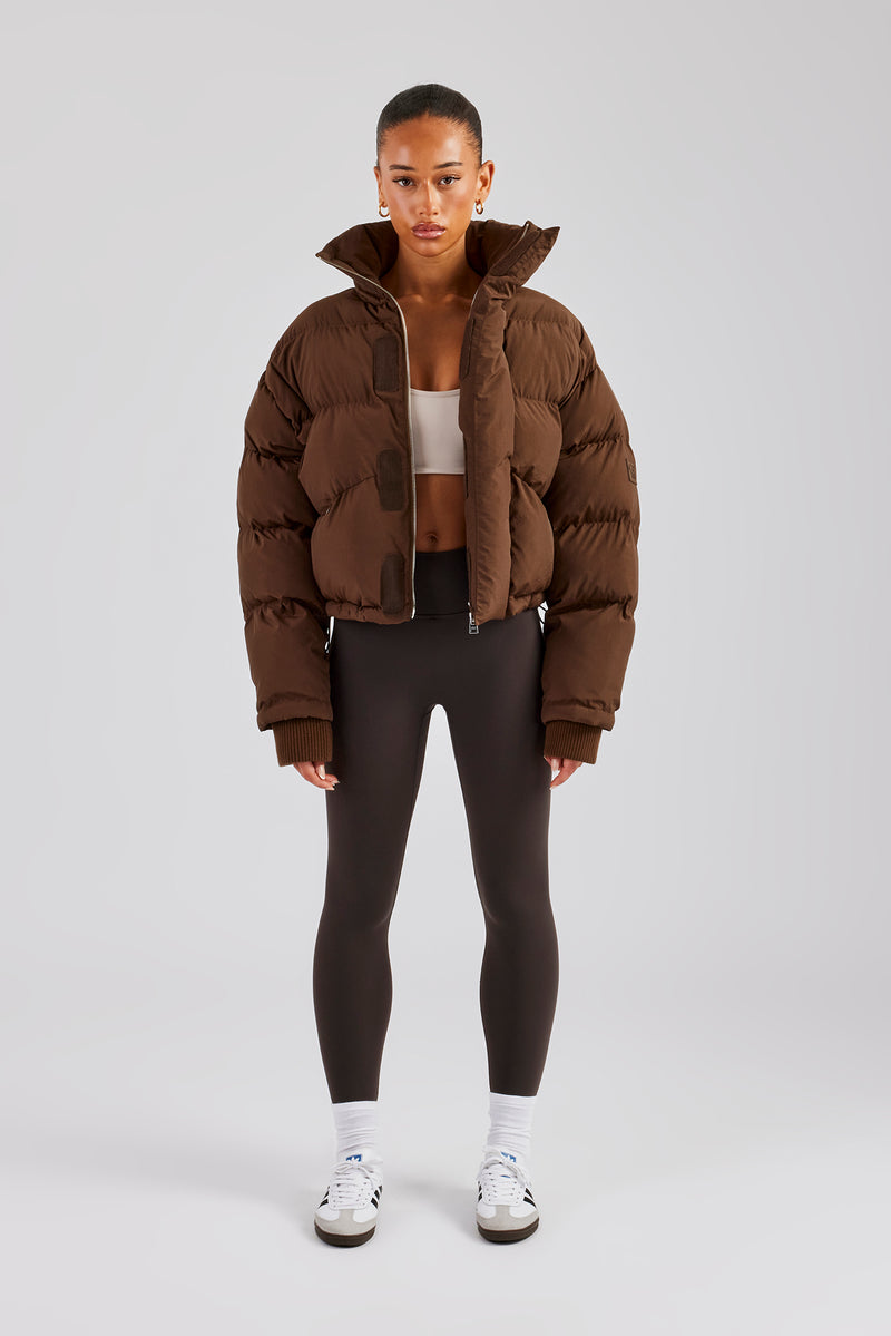 Oversized Padded Puffer Jacket Chocolate Womens Outerwear