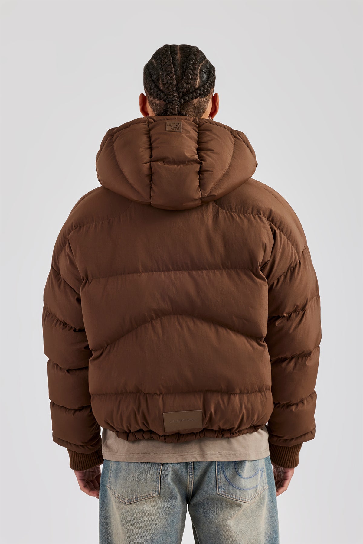 Oversized Hooded Puffer Jacket Brown Mens Outerwear Shop