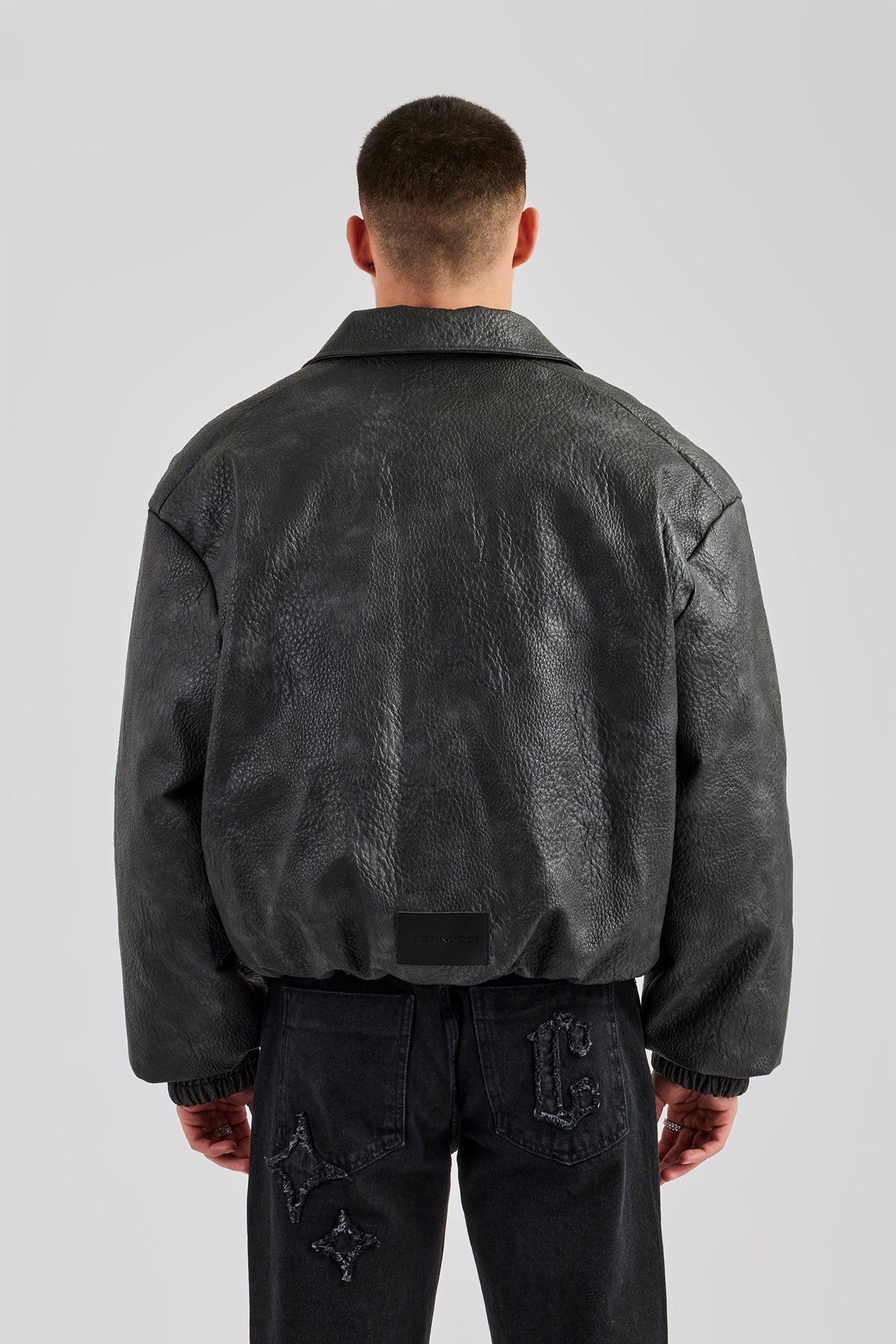 Vintage PU Harrington Jacke - Anthrazit